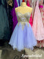 Sexy Tulle And Lace Sweetheart Sleeveless A-Line Mini Dresses/ Homecoming Dresses, PD3633