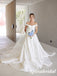 Elegant Satin Off Shoulder Sleeveless A-Line Long Wedding Dresses, WD3106