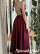 Soft Satin Spaghetti Straps V-Neck Side Slit A-Line Long Prom Dress Formal PD3995