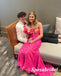 Sexy Pink Sequin Lace Spaghetti Straps Sleeveless Mermaid Long Prom Dresses, PD3946