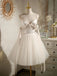 Sexy White Satin Spaghetti Straps V-Neck A-Line Mini Dresses/ Homecoming Dresses With Beading, PD3570