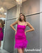 Sexy Spaghetti Straps Sleeveless Sheath Mini Dresses/ Homecoming Dresses With Feather, PD3649