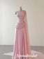 Elegant Chiffon One Shoulder Sleeveless Floor Length A-Line Maxi Prom Dress, PD4020