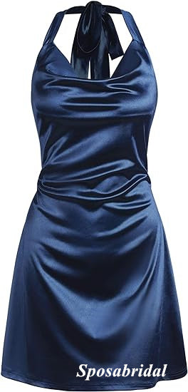 Sexy Soft Satin Halter Sleeveless Sheath Mini Dresses/ Homecoming Dresses, PD3655