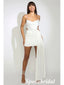 Sexy White Satin Spaghetti Straps Sleeveless Short Prom Dresses/Homecoming Dresses, PD3518