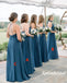 Elegant Mismatched Chiffon Side Slit A-Line Floor Length Bridesmaid Dresses, BD3325