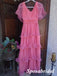 A Line Pink Pleated Long Prom Dress Formal Party Dress, PD3984