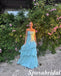 Sexy Blue Chiffon Sweetheart A-Line Maxi Prom Dress With Ruffle, PD4000