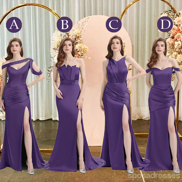 Mismatched Mermaid Plum Sexy Elegant Mermaid Long Bridesmaid Dresses, BD3394