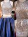 Blue sequin two pieces sparkly off shoulder sexy homecoming prom dress,BD0013 - SposaBridal