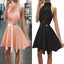 New Arrival Blush pink High neck open backs unique style homecoming prom dresses, BD001191