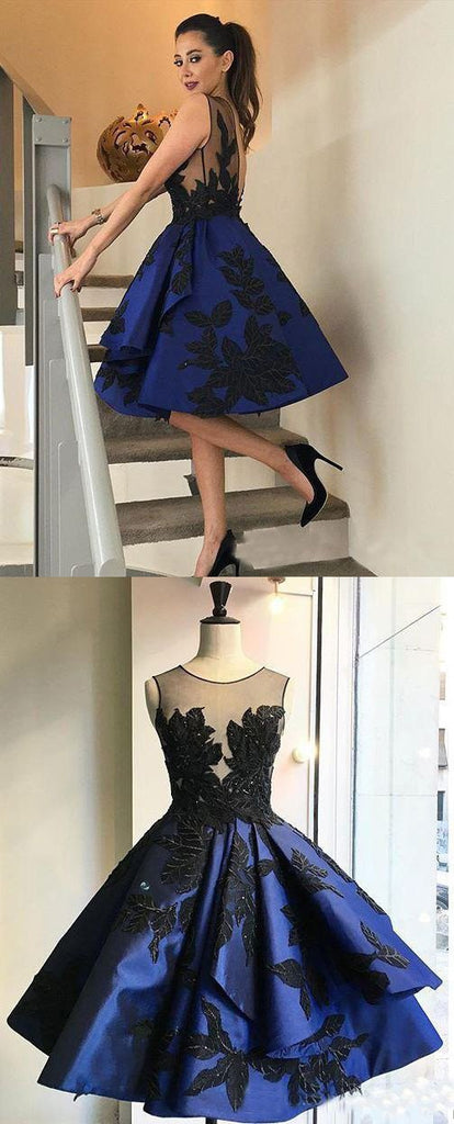 Fashion Royal Blue vintage Ball Gown Open backs homecoming prom dresses,BD00193