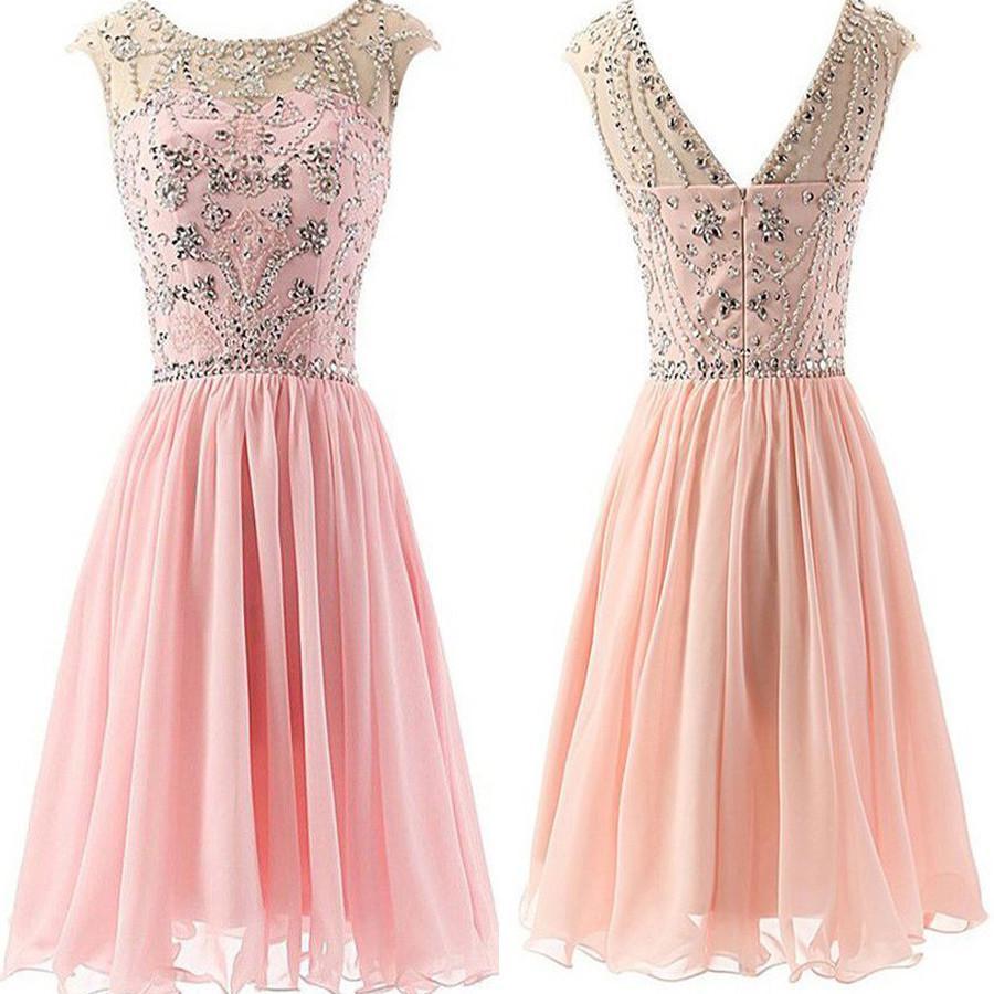 Blush Pink  Chiffon Elegant fashion cute graduation casual party homecoming dresses, BD00194 - SposaBridal