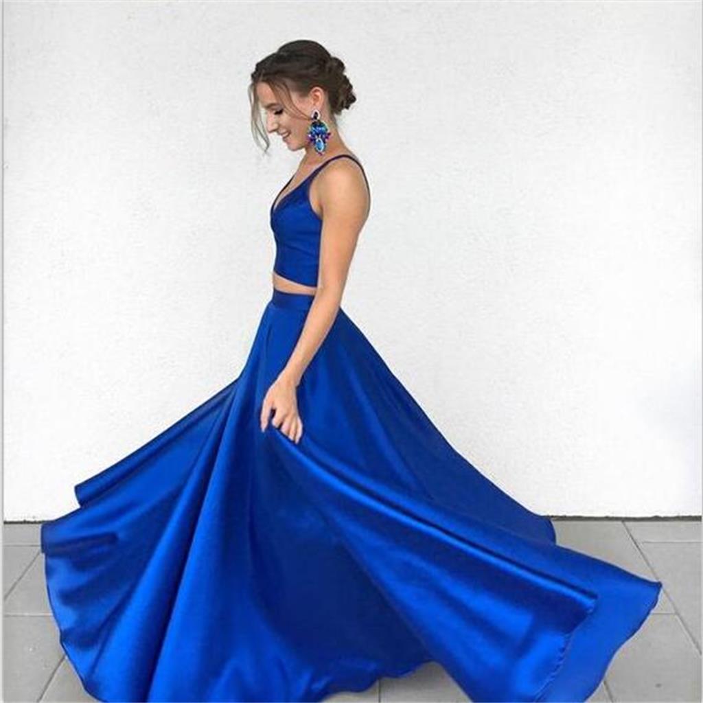 Charming Two Pieces Royal Blue Prom Dress, Sexy Party Dresses, Newest Prom Dresses, PD0441 - SposaBridal