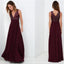 A-line long v-neck top sequin simple cheap chiffon prom dress, charming bridesmaid dress , PD0215 - SposaBridal