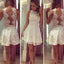 Short white lace simple see through mini cute homecoming prom dress,BD0031