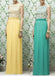 Long Yellow Chiffon Cheap Sleeveless Lace Top Simple Bridesmaid Dresses, PD0263