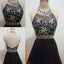 Black vintage halter open back unique sexy homecoming prom dress,BD0048 - SposaBridal
