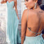 Cheap Simple Chiffon Open Back Cheap Tiffany Blue Prom Dress, Sexy Long Wedding Party Dresses, WG50