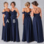 2019 Mismatched Different Styles Chiffon Navy Blue  Formal Cheap Sexy Bridesmaid Dresses, WG52 - SposaBridal