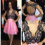 Vintage cap sleeve v-neck open back mismatched sexy unique homecoming prom dress,BD0068
