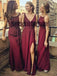 Dark Burgundy Mismatched Chiffon Cheap Soft Custom Most Popular Bridesmaid Dresses, PD0505