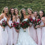 A-Line Spaghetti Straps Floor-Length Pink Chiffon Cheap Simple Bridesmaid Dresses, WG238