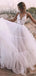 Sexy Spaghetti Strap V-neck Backless A-line Lace Beach Wedding Dresses, WD0610
