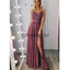 A-line Spaghetti Straps Side Slit Lace Custom Modest Prom Dresses  PD2161