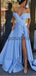 A-line Satin Simple Blue Off Sholder Cheap Vintage Party Prom Dresses PD2022