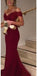 Burgundy Off Shoulder Best Sales Inexpensive Evening Long Wedding Party Prom Dresses  , PD0165