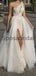 Charming One Shoulder Unique Lace Romantic Wedding Dresses WD0441