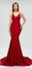 Charming Red Lace Spaghetti Straps Sexy Mermaid Prom Dresses, Evening Dress, PD0438