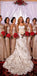 Charming Sparkly Champagne Cap Sleeve Mermaid Bridesmaid Dresses, PD0348