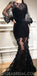 Charming  New Arrival Long Sleeves Mermaid Black Modest Fashion Formal Elegant Prom Dresses , PD1150