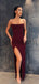 Cheap Spaghetti Straps Mermaid Burgundy Sequin Long Prom Dresses, PD2203
