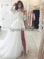 Detachable Unique Lace Vintage Beach Long Sleeves Wedding Dresses WD0456