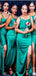 Green Spaghetti Straps Mermaid Bridesmaid Dresses WG897