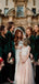 Long Sleeves V-Neck Green Mermaid Popular Modest Cheap Bridesmaid Dresses WG630