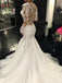 Luxury Illusion Lace Long Sleeve Sexy Mermaid Boho Long Wedding Dresses, WD0198