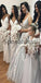 Mermaid Spaghetti Straps White Bridesmaid Dresses with Split WG715