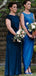 Mismatched Simple Blue Jersey Custom Beach Long Bridesmaid Dresses WG818