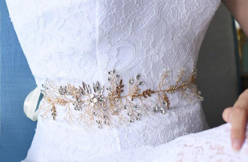 Bridal Belt Luxury Protein Rhinestones Handmade Beaded Flower Girdle, Headwear  Wedding Dress Accessories, ORN05