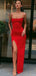 Cheap Spaghetti Straps Mermaid Red Modest Long Prom Dresses, PD2208