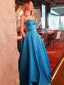 Ocean Blue Sexy Strapless Sweetheart Tight Top A-line Long Prom Dress, PD3261