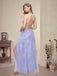 Lavender Spaghetti Straps Open Back Criss Cross Side-slit A-line Prom Dress, PD3570