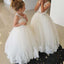 Princess A-line Ivory Lace Tulle Long Flower Girl Dress, FG140