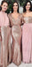 Champagne Pink Mismatched Sparkly Sequin Floor-length Bridesmaid Dresses, BD3183