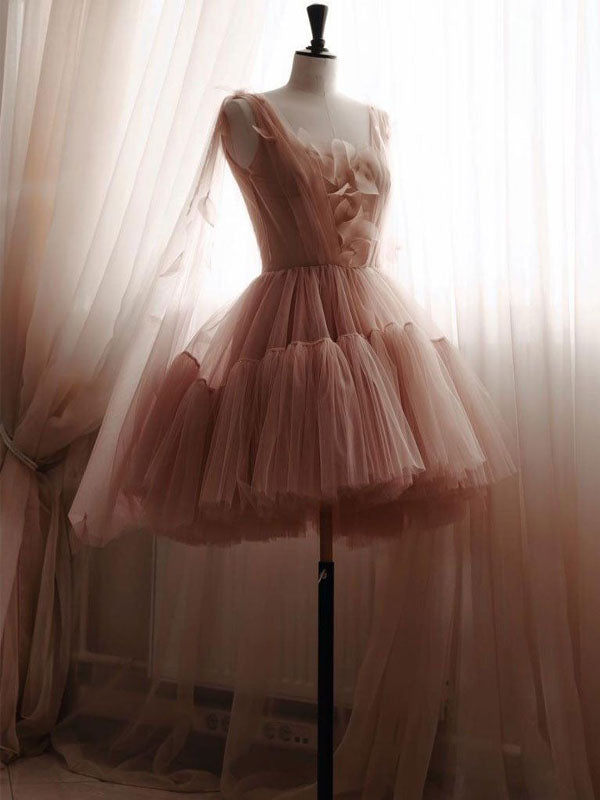 Elegant Dusty Pink Sleeveless A-line Short Homecoming Dress, HD3083