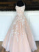 A-line Spaghetti Straps High Quality Lace and Tulle Popular Prom Dresses, PD1611